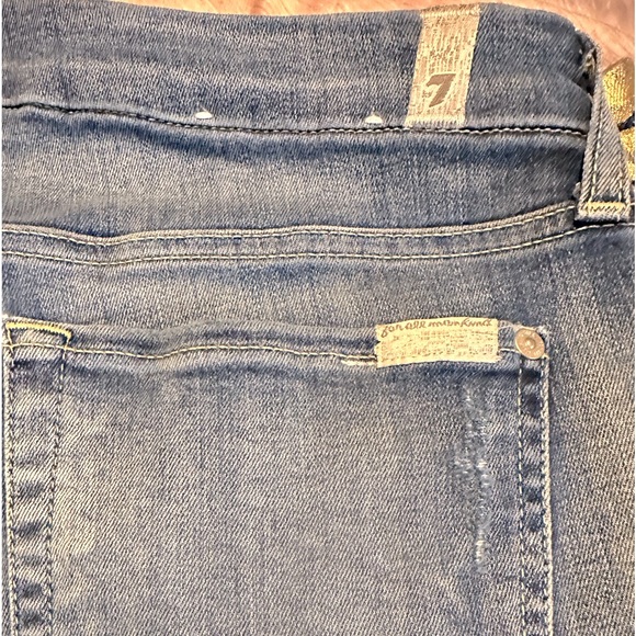 7 for All Mankind Jeans with Gold Metallic tuxedo stripe. Ankle crop denim. - Picture 5 of 7